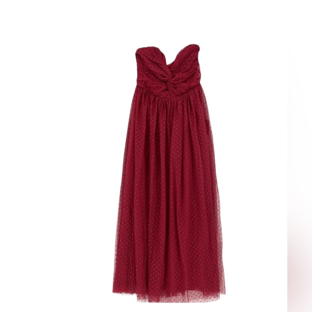 Lulu's Red Strapless Midi Dress - Picture 2 of 15